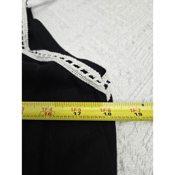 Boho Embroidered Black Mini Dress Sz M Grunge Fairy Beach Cover - Picture 7 of 8